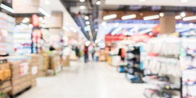 Abstract blur supermarket and shopping mall in retail sotre interior for background